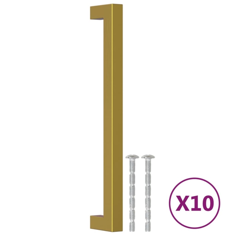vidaXL Mânere de dulap, 10 buc., auriu, 192 mm, oțel inoxidabil
