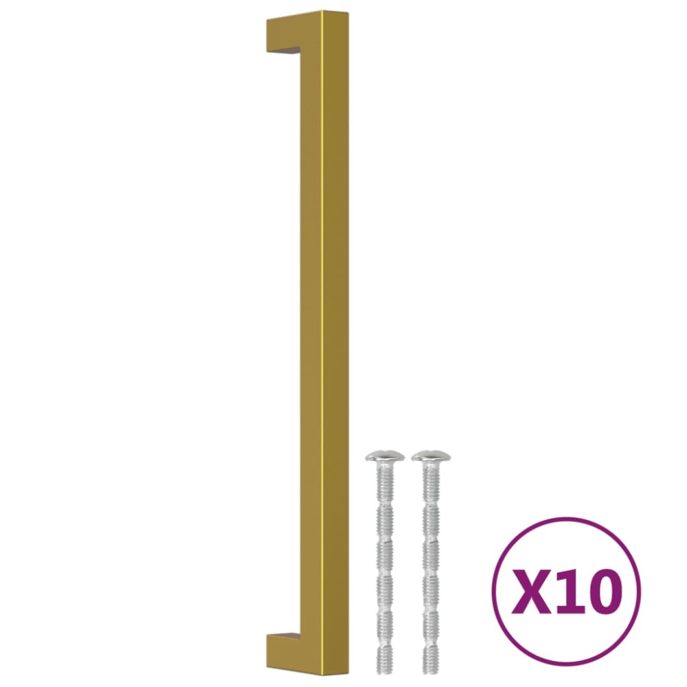 vidaXL Mânere de dulap, 10 buc., auriu, 224 mm, oțel inoxidabil