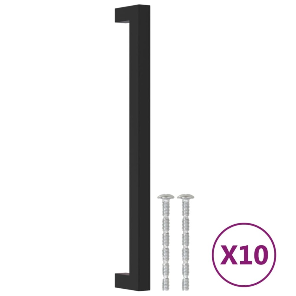 vidaXL Mânere de dulap, 10 buc., negru, 224 mm, oțel inoxidabil