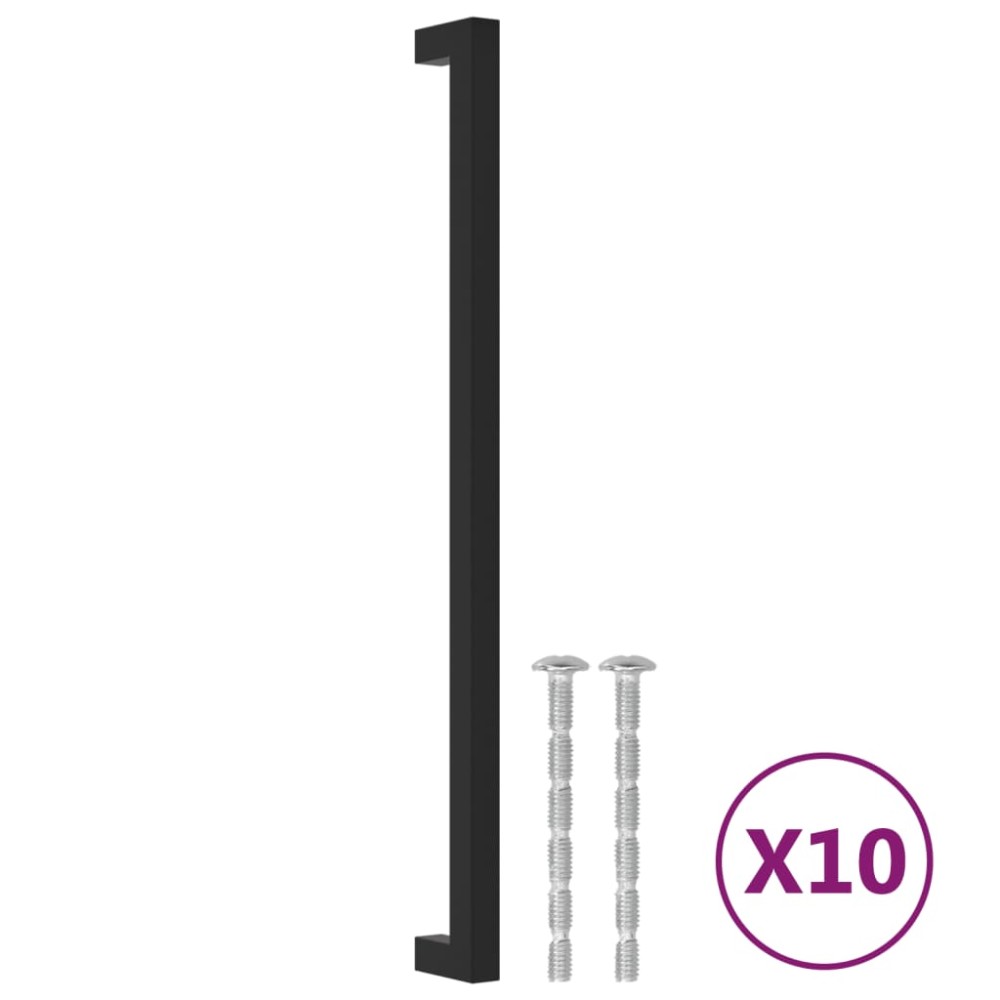 vidaXL Mânere de dulap, 10 buc., negru, 320 mm, oțel inoxidabil