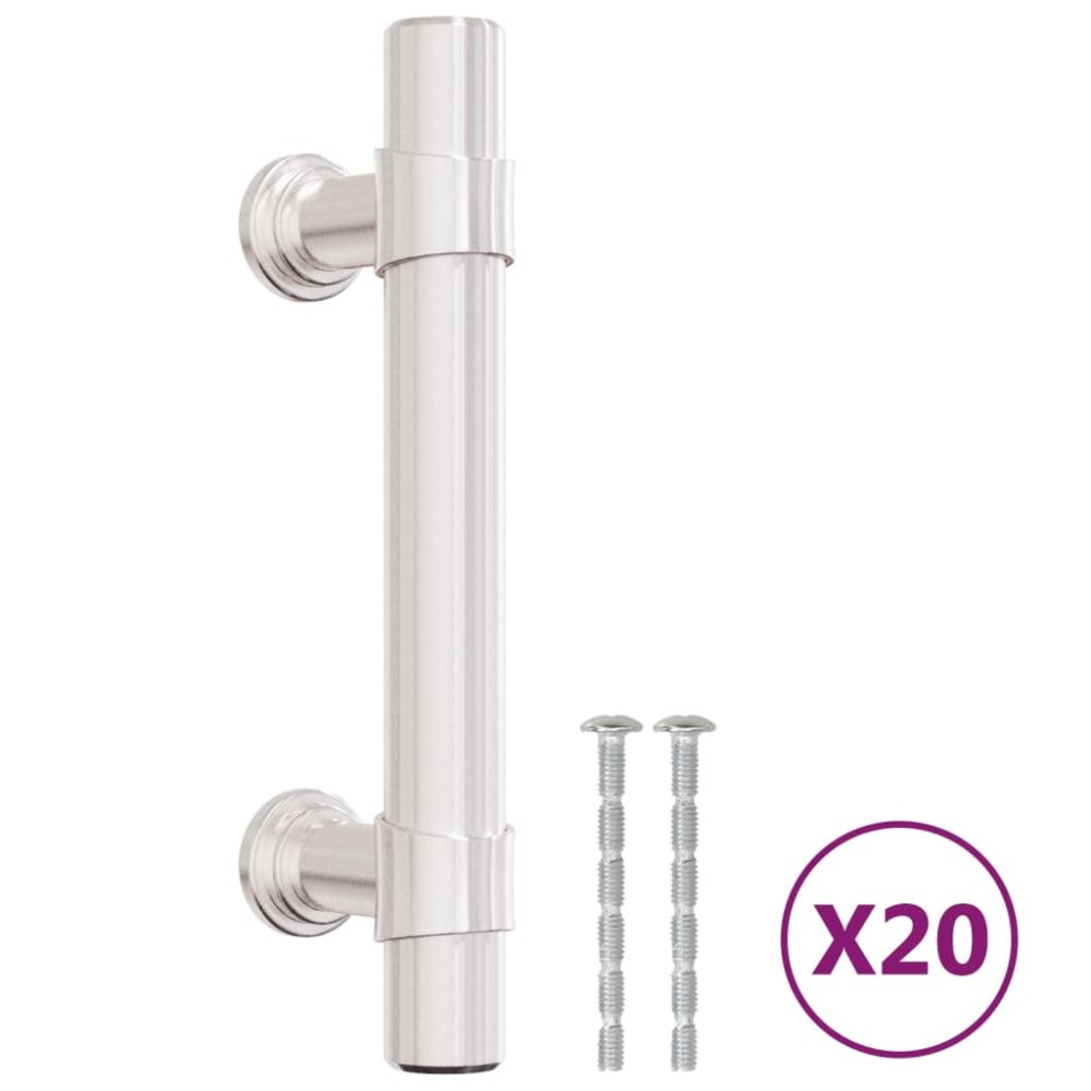 vidaXL Mânere de dulap, 20 buc., argintiu, 64 mm, oțel inoxidabil