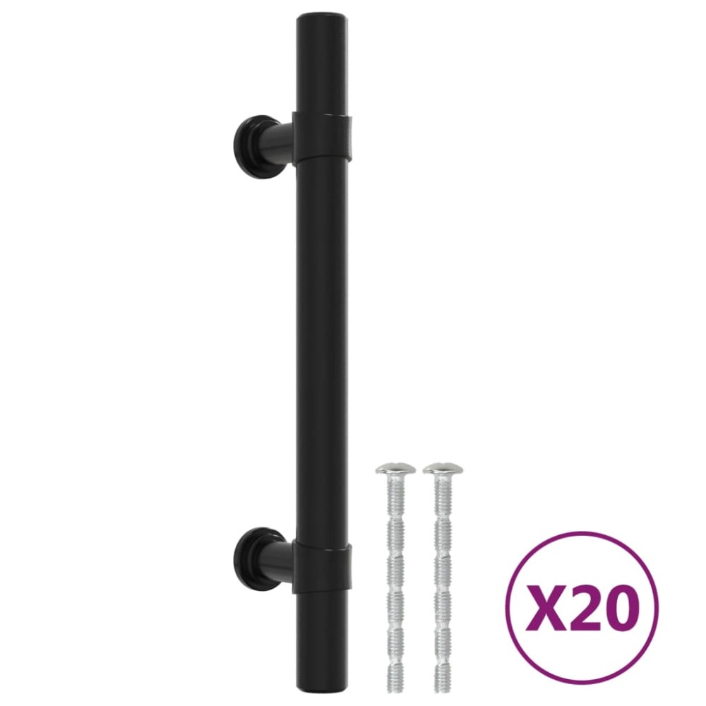vidaXL Mânere de dulap, 20 buc., negru, 96 mm, oțel inoxidabil