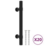 vidaXL Mânere de dulap, 20 buc., negru, 96 mm, oțel inoxidabil