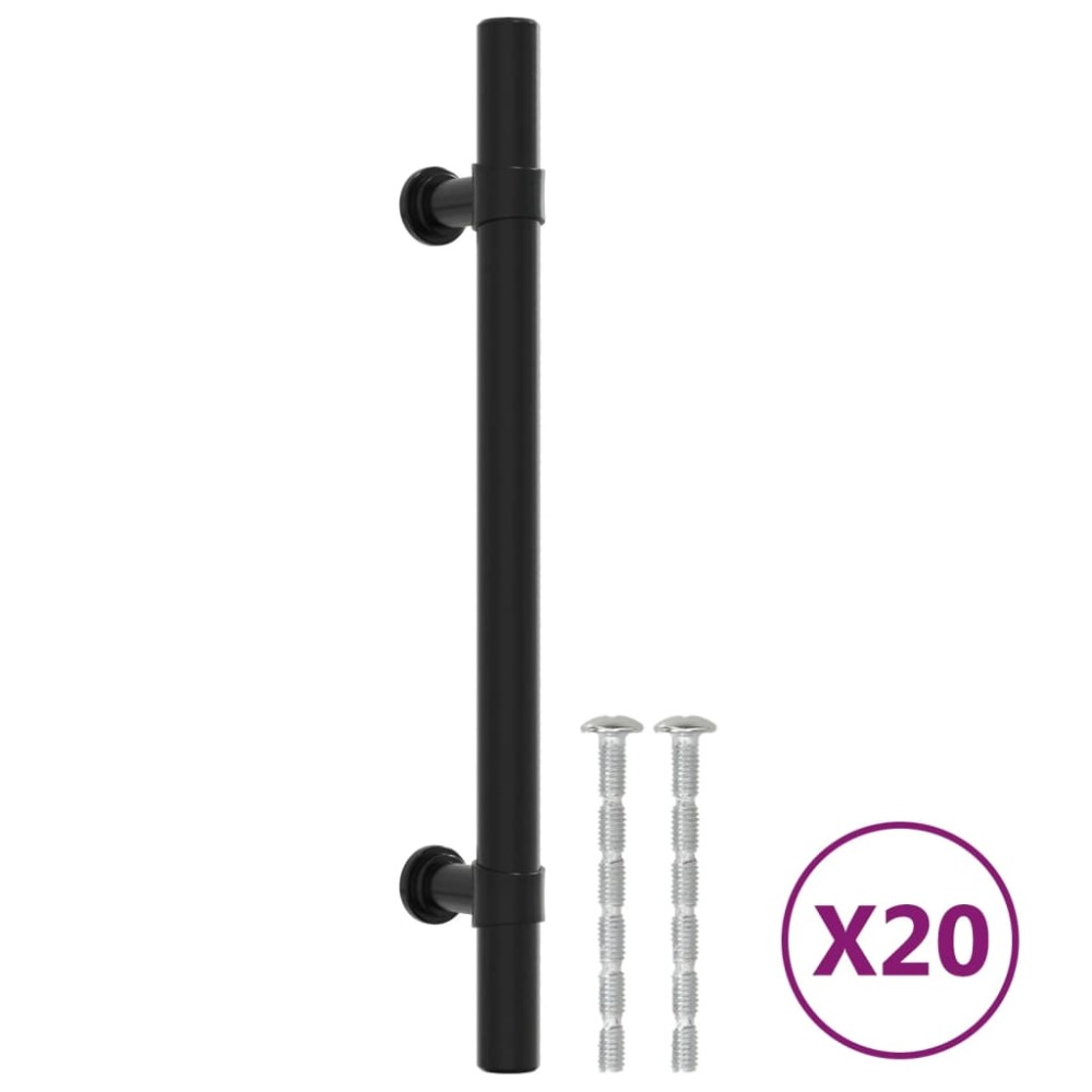 vidaXL Mânere de dulap, 20 buc., negru, 128 mm, oțel inoxidabil