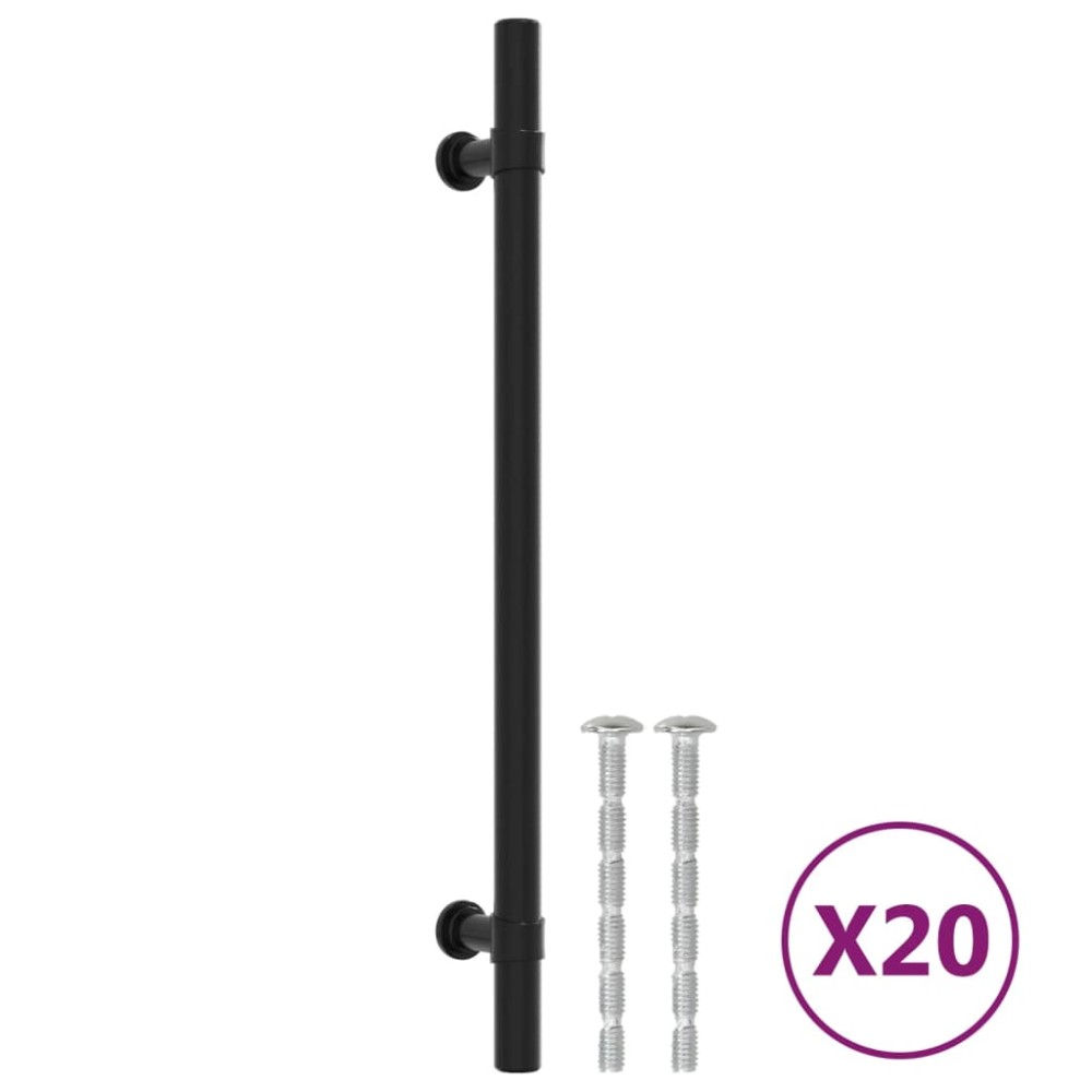 vidaXL Mânere de dulap, 20 buc., negru, 192 mm, oțel inoxidabil