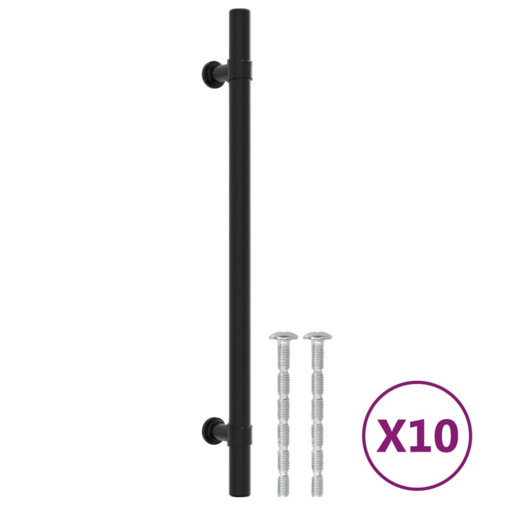vidaXL Mânere de dulap, 10 buc., negru, 192 mm, oțel inoxidabil
