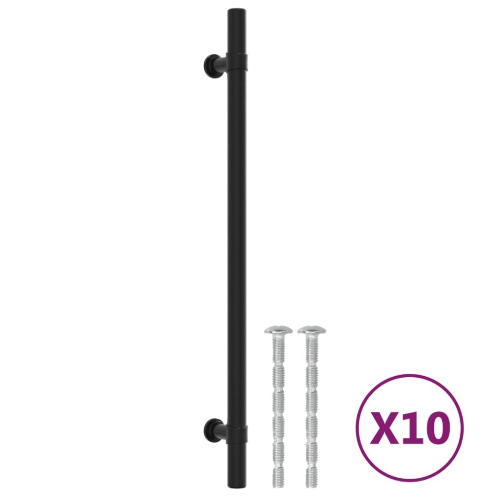 vidaXL Mânere de dulap, 10 buc., negru, 224 mm, oțel inoxidabil