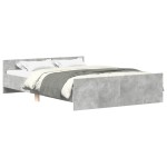 vidaXL Cadru de pat cu tăblie la cap/picioare, gri beton, 120x200 cm