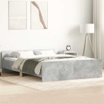 vidaXL Cadru de pat cu tăblie la cap/picioare, gri beton, 140x200 cm vidaXL Cadru de pat cu tăblie la cap/picioare, gri beton, 140x200 cm