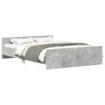 vidaXL Cadru de pat cu tăblie la cap/picioare, gri beton, 150x200 cm