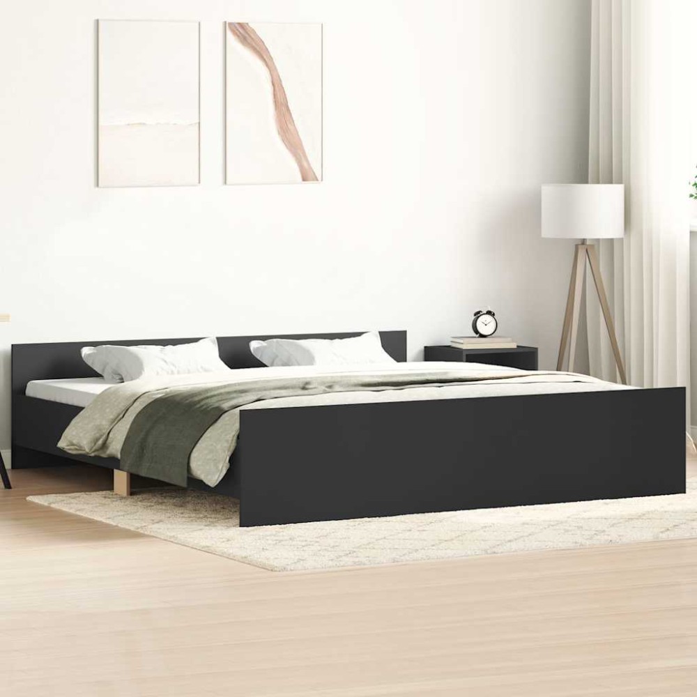 vidaXL Cadru de pat cu tăblie la cap/picioare, negru, 160x200 cm