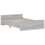 vidaXL Cadru de pat cu tăblie la cap/picioare, gri sonoma, 120x190 cm