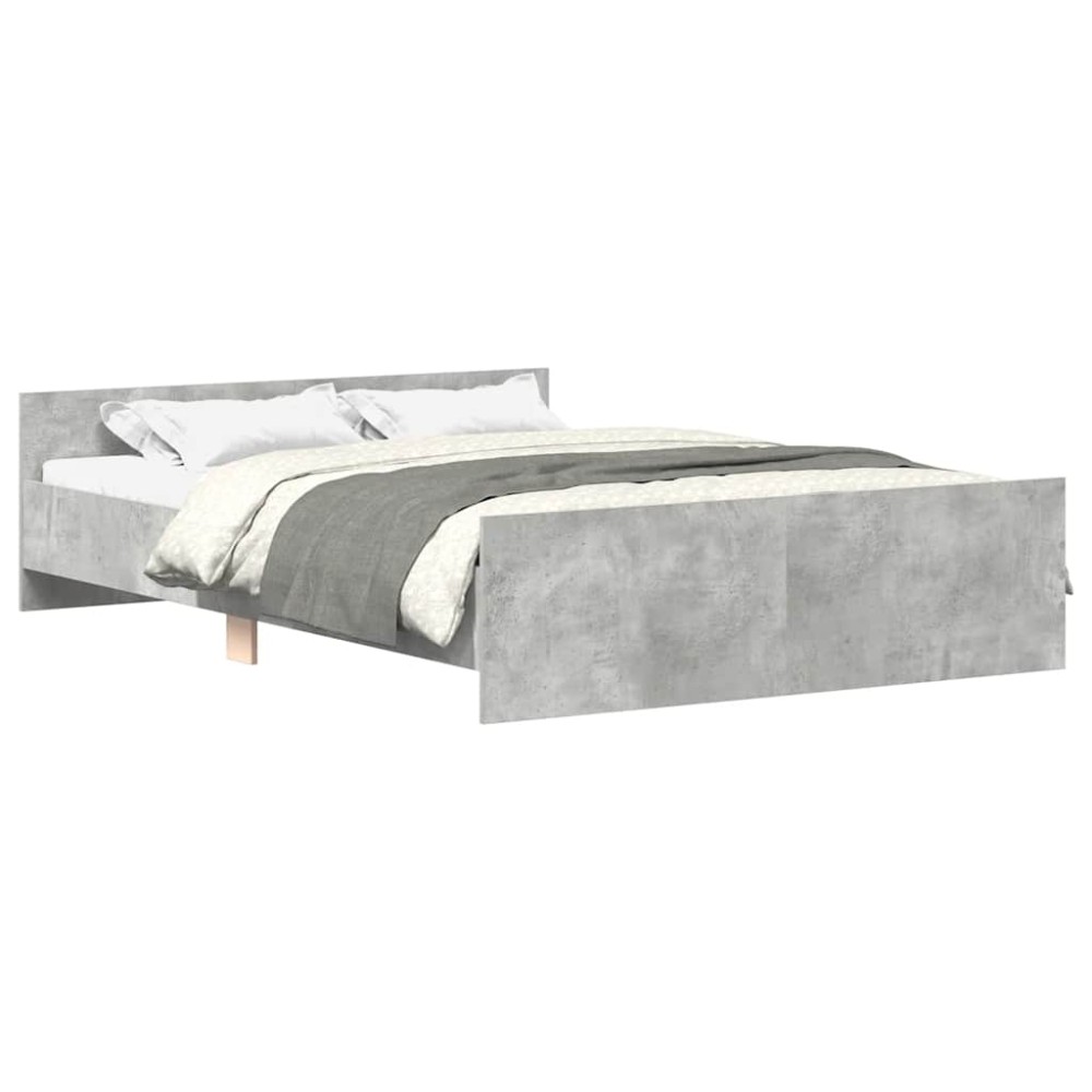 vidaXL Cadru de pat cu tăblie la cap/picioare, gri beton, 140x190 cm