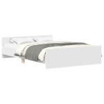 vidaXL Cadru de pat cu tăblie, alb, 135x190 cm vidaXL Cadru de pat cu tăblie, alb, 135x190 cm