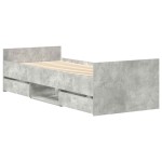 vidaXL Cadru de pat cu tăblie la cap/picioare, gri beton, 100x200 cm