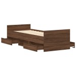 vidaXL Cadru de pat cu tăblie la cap/picioare, stejar maro, 100x200 cm vidaXL Cadru de pat cu tăblie la cap/picioare, stejar maro, 100x200 cm