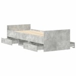 vidaXL Cadru de pat cu tăblie la cap/picioare, gri beton, 90x200 cm