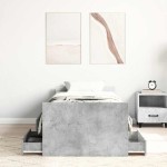 vidaXL Cadru de pat cu tăblie la cap/picioare, gri beton, 90x190 cm vidaXL Cadru de pat cu tăblie la cap/picioare, gri beton, 90x190 cm