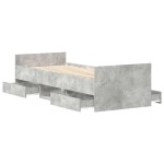vidaXL Cadru de pat cu tăblie la cap/picioare, gri beton, 90x190 cm vidaXL Cadru de pat cu tăblie la cap/picioare, gri beton, 90x190 cm