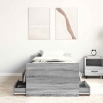 vidaXL Cadru de pat cu tăblie la cap/picioare, gri sonoma, 90x190 cm vidaXL Cadru de pat cu tăblie la cap/picioare, gri sonoma, 90x190 cm