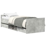 vidaXL Cadru de pat cu tăblie la cap/picioare, gri beton, 75x190 cm
