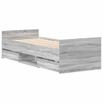 vidaXL Cadru de pat cu tăblie la cap/picioare, gri sonoma, 75x190 cm vidaXL Cadru de pat cu tăblie la cap/picioare, gri sonoma, 75x190 cm