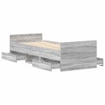 vidaXL Cadru de pat cu tăblie la cap/picioare, gri sonoma, 75x190 cm vidaXL Cadru de pat cu tăblie la cap/picioare, gri sonoma, 75x190 cm