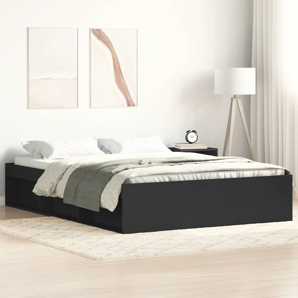 vidaXL Cadru de pat King Size, negru, 150x200 cm