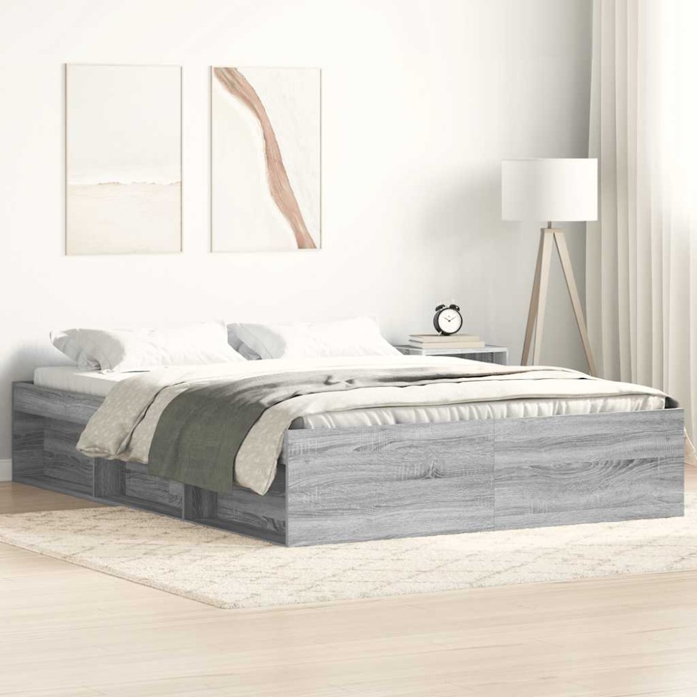 vidaXL Cadru de pat King Size, sonoma gri, 150x200 cm