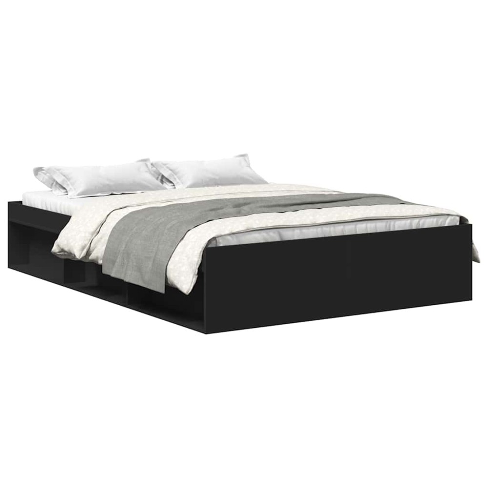 vidaXL Cadru de pat dublu, negru, 135x190 cm