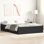 vidaXL Cadru de pat dublu, negru, 135x190 cm