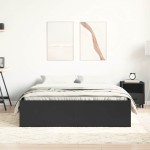 vidaXL Cadru de pat dublu, negru, 135x190 cm