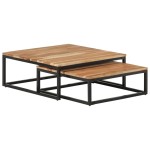 vidaXL Măsuțe de cafea suprapuse, 2 buc., lemn masiv de acacia