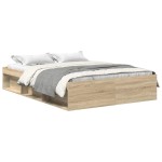 vidaXL Cadru de pat dublu, stejar sonoma, 135x190 cm vidaXL Cadru de pat dublu, stejar sonoma, 135x190 cm
