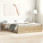 vidaXL Cadru de pat dublu, stejar sonoma, 135x190 cm vidaXL Cadru de pat dublu, stejar sonoma, 135x190 cm