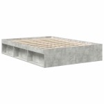 vidaXL Cadru de pat dublu, gri beton, 135x190 cm