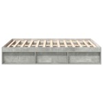 vidaXL Cadru de pat dublu, gri beton, 135x190 cm