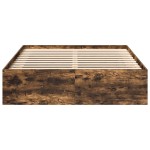 vidaXL Cadru de pat dublu, stejar fumuriu, 135x190 cm vidaXL Cadru de pat dublu, stejar fumuriu, 135x190 cm