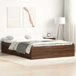 vidaXL Cadru de pat dublu, stejar maro, 135x190 cm vidaXL Cadru de pat dublu, stejar maro, 135x190 cm
