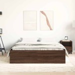 vidaXL Cadru de pat dublu, stejar maro, 135x190 cm vidaXL Cadru de pat dublu, stejar maro, 135x190 cm