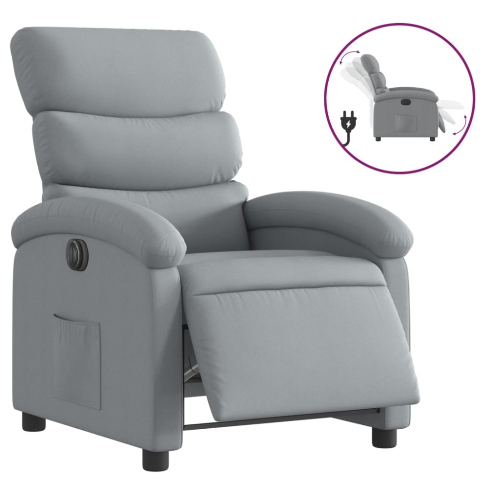 vidaXL Fotoliu rabatabil electric, gri deschis, textil