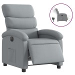 vidaXL Fotoliu rabatabil electric, gri deschis, textil