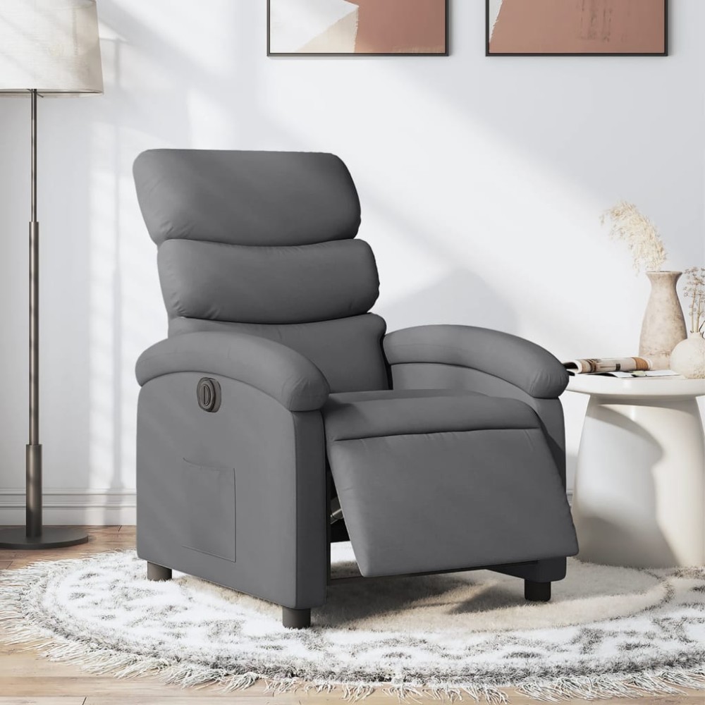 vidaXL Fotoliu rabatabil electric, gri închis, material textil