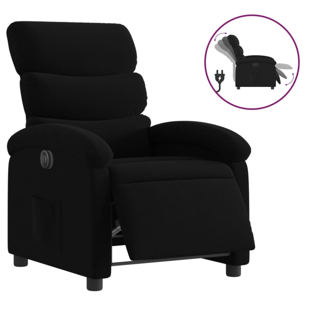 vidaXL Fotoliu rabatabil electric, negru, material textil