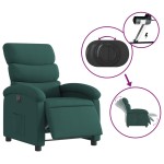 vidaXL Fotoliu rabatabil electric, verde închis, material textil vidaXL Fotoliu rabatabil electric, verde închis, material textil
