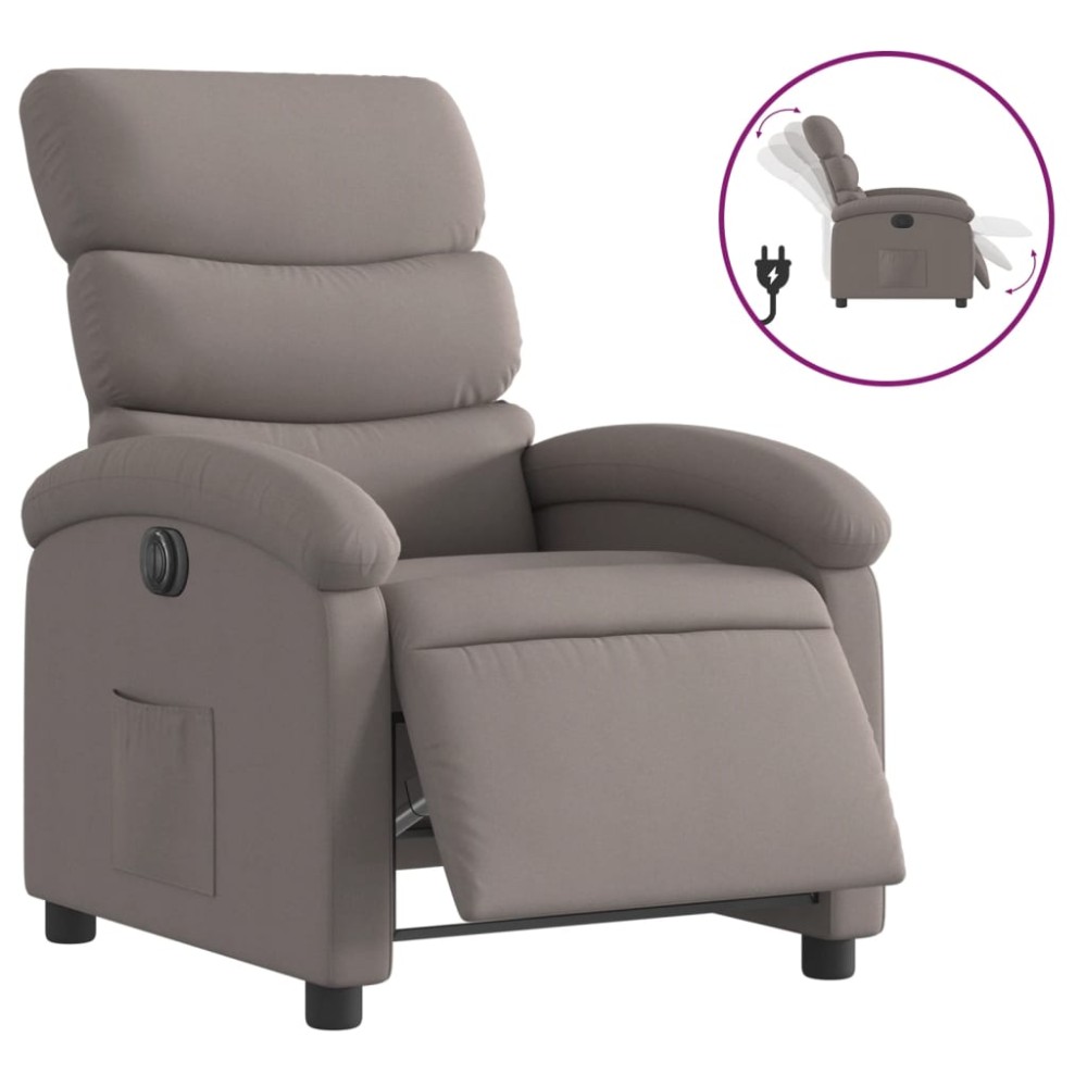 vidaXL Fotoliu rabatabil electric, gri taupe, material textil