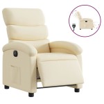 vidaXL Fotoliu rabatabil electric, crem, material textil