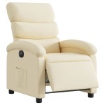 vidaXL Fotoliu rabatabil electric, crem, material textil
