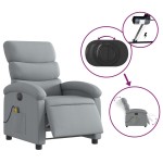 vidaXL Fotoliu electric de masaj rabatabil, gri deschis, microfibră