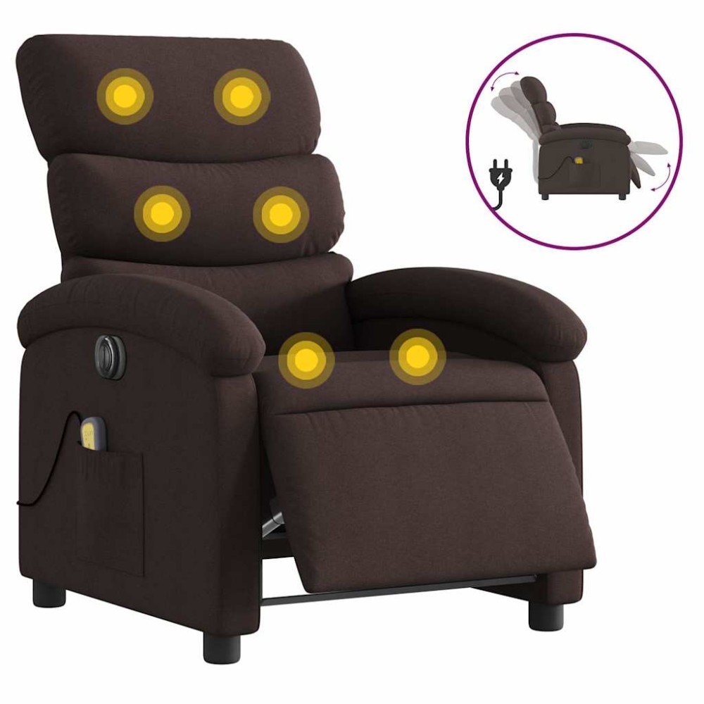 vidaXL Fotoliu electric de masaj rabatabil, maro închis, textil